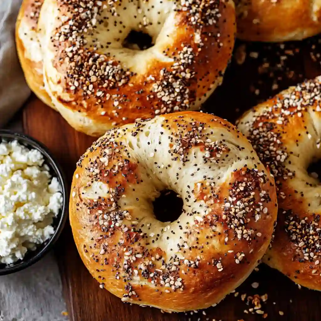cottage cheese bagels served with side of cottage cheese